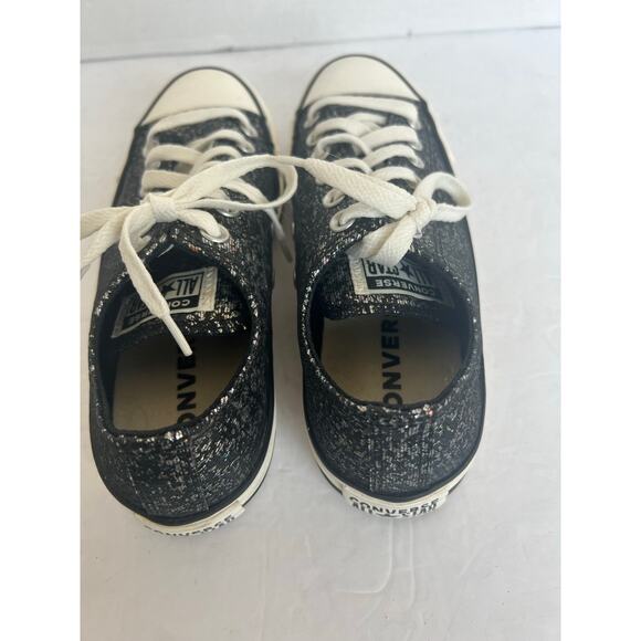 Converse Chuck Taylor All Star Black Glitter Low Top Lace Up Skater Sneakers 7 - Picture 7 of 10